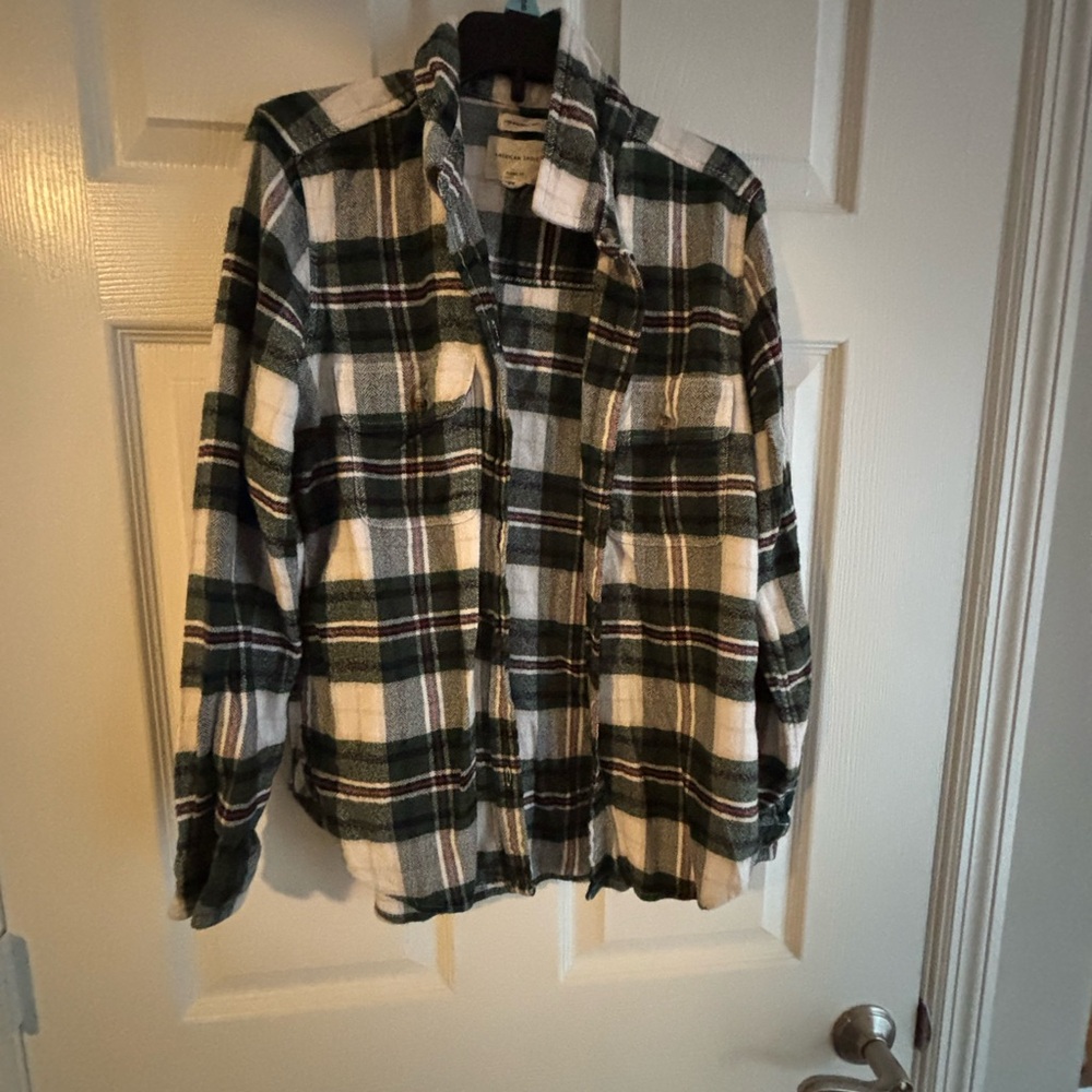 Green and White Plaid Shirt